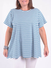 Basic Cotton Swing T Shirt - Round Neck 10516 STRIPE, Tops & Shirts, Pure Plus Clothing, Lagenlook Clothing, Plus Size Fashion, Over 50 Fashion